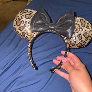 Disney Leopard Print Minnie Mouse Ears with Black Bow